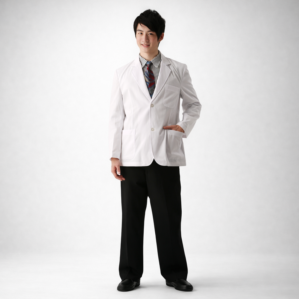 M4男西裝醫師服短袍-平織薄
