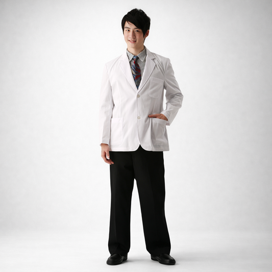 M4男西裝醫師服短袍-平織薄