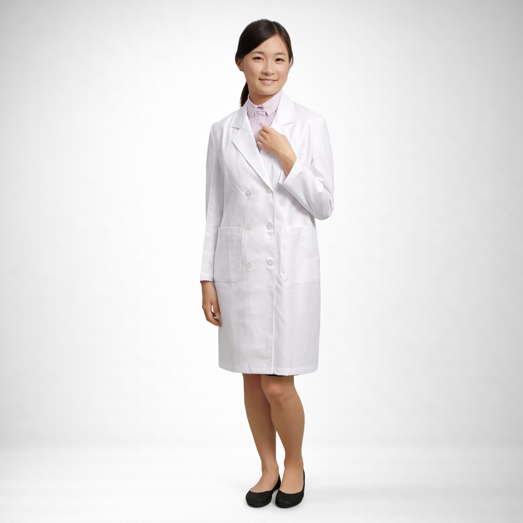 W11女雙排釦醫師服長袍