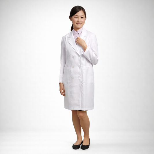 W11女雙排釦醫師服長袍
