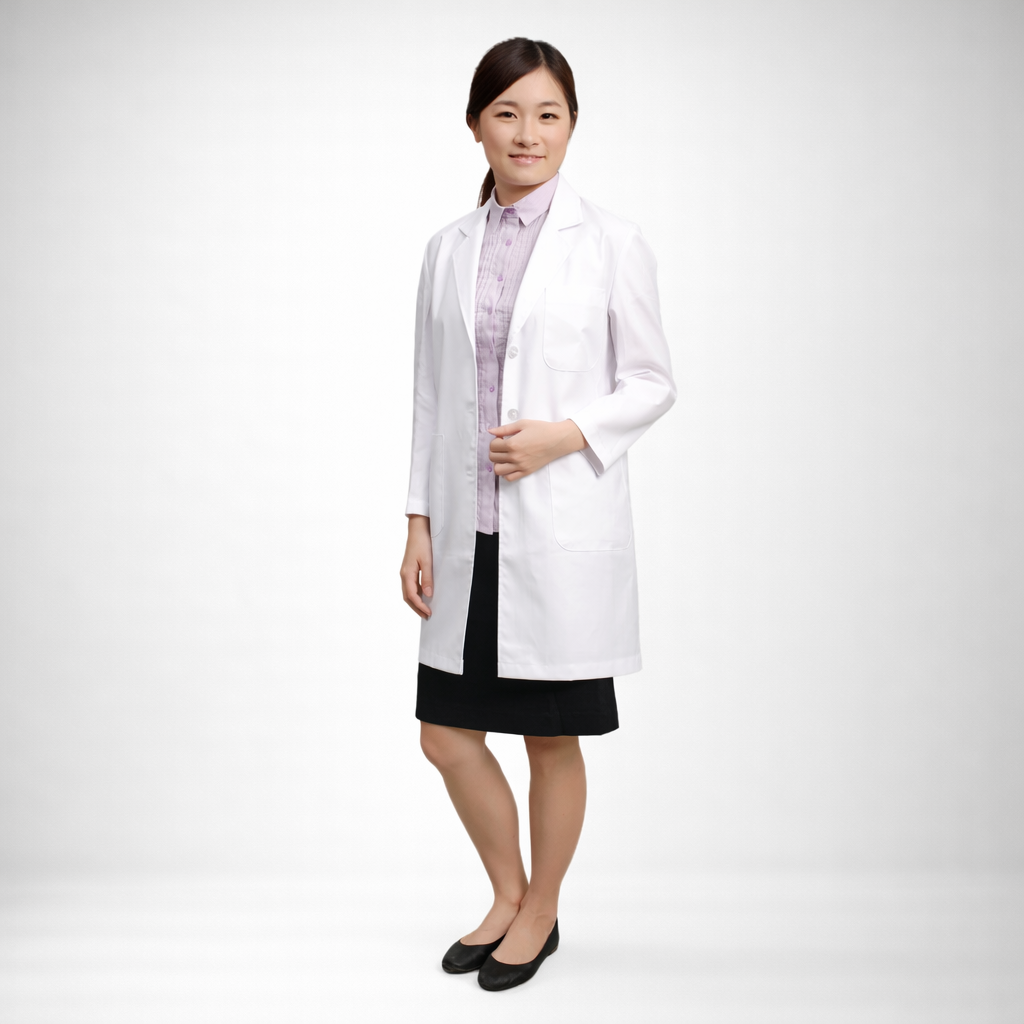 W13女單排醫師服中長袍