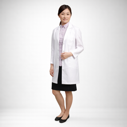 W13女單排醫師服中長袍