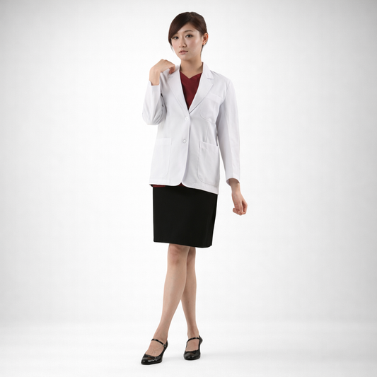 W3女西裝醫師服短袍-斜紋厚