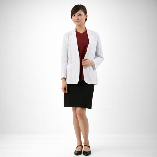 W4女西裝醫師服短袍-平織薄